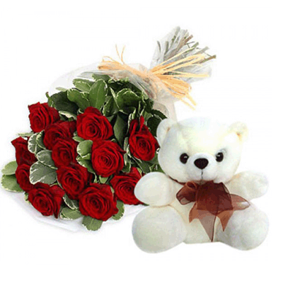 send 12 red roses and teddy to mysore