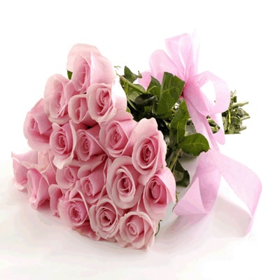 Bunch of 30 pink roses elegantly wrapped in A cellophine