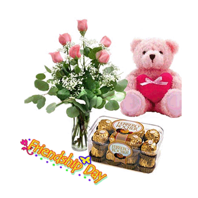 12 red roses hand bunch & Mixed Chocolate
White teddy bear. 