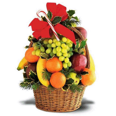 send Fresh Fruits in a cane basket to mumbai