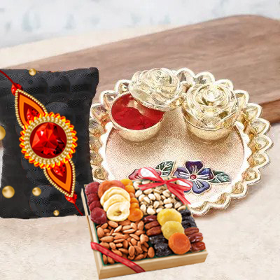 send fererro rocher, kaju katli, mixed flowers and dryfruits with rakhi to belgaum