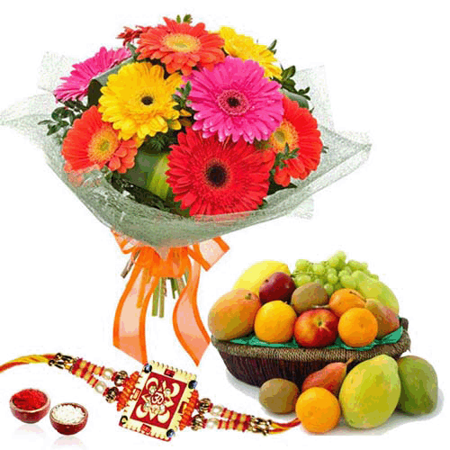 send flowers and fruit basket with rakhi to belgaum